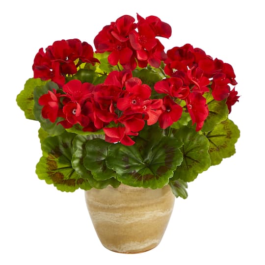 11&#x27;&#x27; Red Geranium in Ceramic Planter